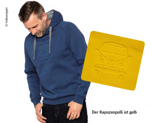 Купить онлайн Свитер с капюшоном VW Bulli, размер XXL желтый, 65% хлопок / 35% полиэстер